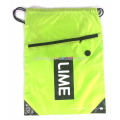 210D Polyester String Bag With Front Zipper Pocket